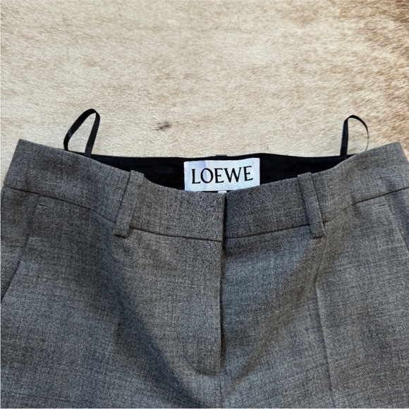 LOEWE Worn Once! Wool Trousers w/Ostrich Feathers in Grey White Size 6 - Picture 7 of 8